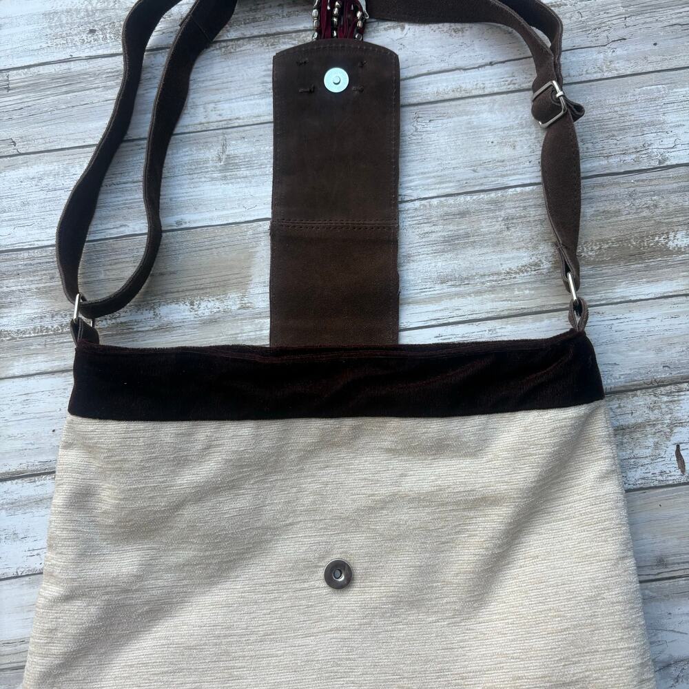 Earthbound Trading Co Purse Afghanistan Inspired Boho Leather Cotton Convertible - Picture 7 of 12